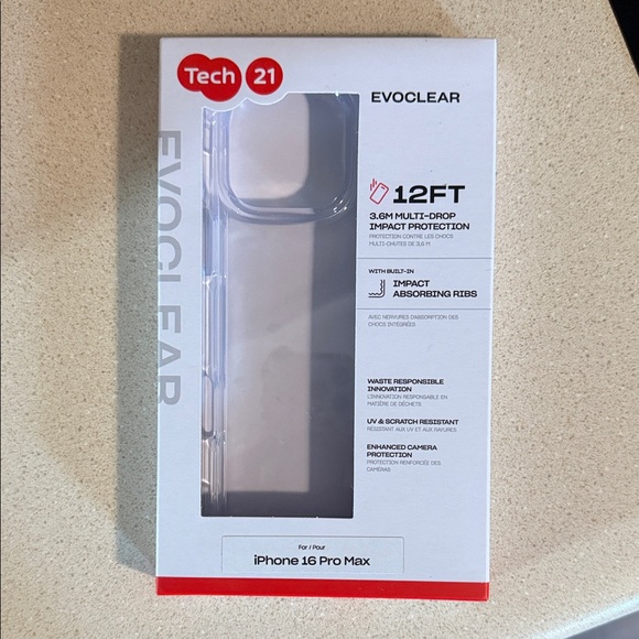 Tech21 EvoClear Case for iPhone 16 Pro Max - Transparent - Picture 1 of 4